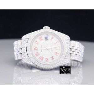 NJ8W Luksusowy mrożony Misanite Diamond Watch Starels Stael Quartz Watch Hip Hop Watch For Men Womenwp63dc