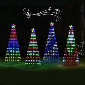 Juldekorationer LED Christmas Tree Lights How String Cone Waterfall Star Lights Outdoor Multicolor Lights How för Wedding Party Decoration EU Plug 230905