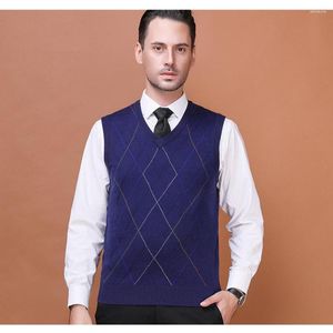 Coletes masculinos camisola colete outono inverno lã sem mangas básico malha casual moda v pescoço listrado roupas masculinas plus size 3xl