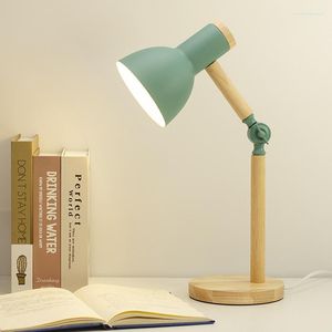 Lampade da tavolo Presa USB Protezione per gli occhi Lampada da scrivania Lampada da libro in legno Studio Camera da letto Soggiorno per bambini Lettura LED