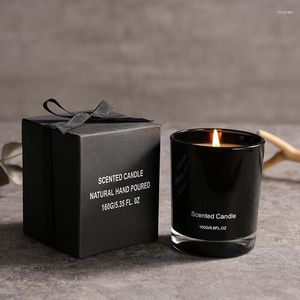 Portacandele Tazza di vetro in bianco e nero Olio essenziale Incenso Confezione regalo fatta a mano in cera di soia Commercio all'ingrosso