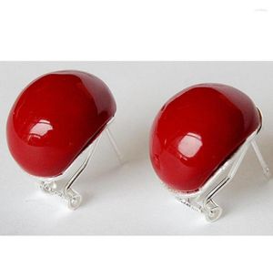 Dangle Küpe Moda Takı Satış Charm 925 Gümüş 18mm Kırmızı Mercan Boncukları Lady's