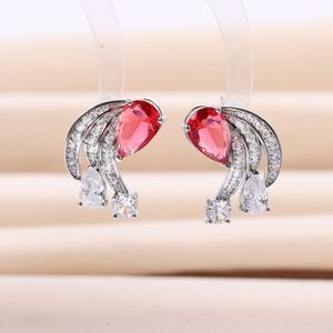 2023 New Fashion Droplet Zircon Wing Earrings Charming Female S925 Silver Earrings Women Luxury Brand High end Earrings Wedding Party Jewelry Accessories Gift