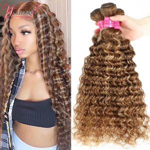 Lace Wigs Youngosolo bundel rambut manusia gelombang dalam Brasil 3 4 buah jalinan ekstensi Ombre keriting 4 27 230905