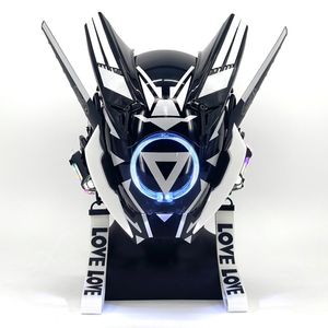 Party Masks CyberPunk Mask M-Clasp Night City LED Festival White Armoured Cosplay Stage Property SCI-FI Halloween Party Gifts For Adults 230905