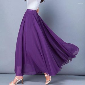 Юбки Harajuku, шифоновая длинная женская одежда, 2023, корейская мода, черная плиссированная юбка Faldas, повседневная пляжная макси-трапеция Q5734