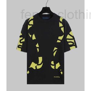 Męskie koszulki projektant wszechstronny okrągły szyję sport Jacquard Neon żółty falisty haft krótkie t-shirt Trend Trend FRFF