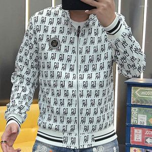 Men's Jackets European 2023 Fashion Autumn Product Jacket Letter Digital Printing Zipper Cardigan Slim Fit High Quality