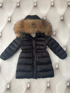 Kinder, Mädchen, Jungen, Puffer-Trench-Down-Rosa-Mäntel, Designer-Fuchspelz-Kapuzenmantel, modische Mädchen-Jungen-Jacke, Winter, warme Entendaunenjacken, Babykleidung, Größe 100–160