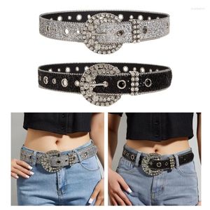 Belts Black/Silver Waist Belt Western Full Diamond Cowgirl Cowboy DropShip