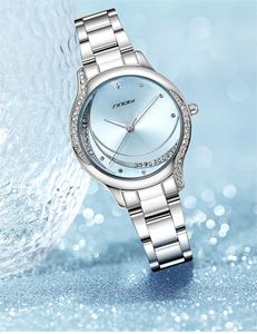 Relógio feminino relógios de alta qualidade luxo padrão sol diamante estrela lua dial à prova dwaterproof água relógio de quartzo-bateria