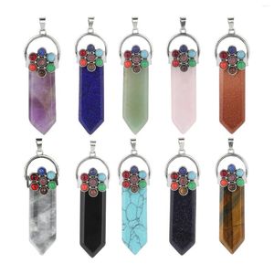 Pingente colares chakra reiki cura moda espada forma pedra encantos para colar sorte jóias fazendo 69x16.5x13mm