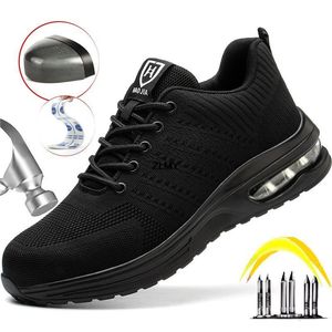 Ботинки, дышащая защитная обувь, мужские и женские рабочие кроссовки со стальным носком на воздушной подушке, устойчивые к проколам, безопасность 230905