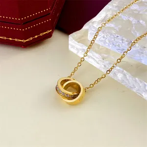 designer klasyczny naszyjnik miłosny biżuteria dla kobiet złote srebrne kolory różycold kolory Diamentowy naszyjnik na damski prezent na Dzień Matki i Walentynki Dzień