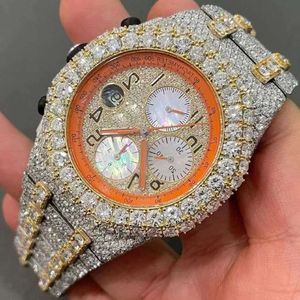 DN8D 3NNJ 2023Outro Relógio de Pulso Jóias de Luxo VVS Iced Out Watch VVS1 Diamante 2 Ton Cor Dourada Relógio Mecânico Hip HopA931