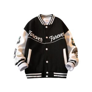 Jackets Baby Boys Teens Baseball Jackets Oversized Spring Autumn Toddler Kids Green Black Letter Print Coat Sport Outwear 5 To 15 Years 230906