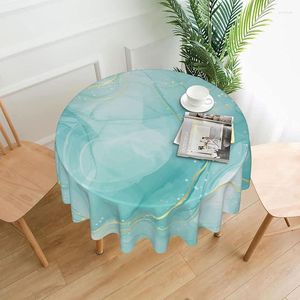 Toalha de mesa redonda marmorizada turquesa, cobertura lavável para cozinha, jantar, piquenique, festa, ambientes internos e externos, 60 tamanhos