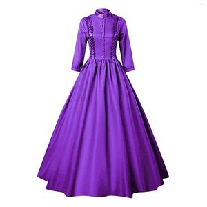 Abiti casual di base Abiti casual Medioevo da donna Corsetto a maniche lunghe gotico vintage Costume di Halloween Abito femminile taglie forti Tinta unita Altalena grande