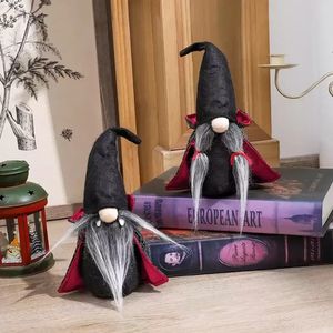 Halloween Handgjorda Tomte Toy Swedish Gnomes Ornament med Witch Cloak Hat Christmas Doll Decor for Home SXJUL19