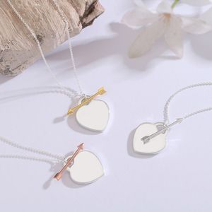 S925 prata amor coração designer pingente colar jóias para mulheres ol elegante charme seta link corrente gargantilha colares