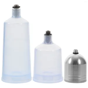 Set di stoviglie 3 pezzi di tazza di plastica trasparente per sostituzione dell'aerografo, contenitore per bottiglia, contenitore in vetro vuoto