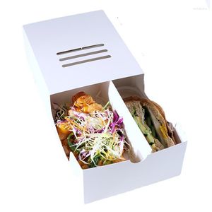 Present Wrap Creative Food Brunch Snack Hamburger Fries Dog Disponable Carton Packaging Tray