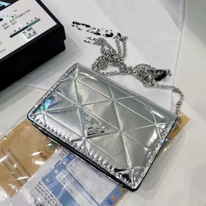 2024 New luxury high quality handbag Factory direct sales Family Triangle Mirror Small Square Waist Diamond Chain Mini Mouth Red Single Diagonal Straddle