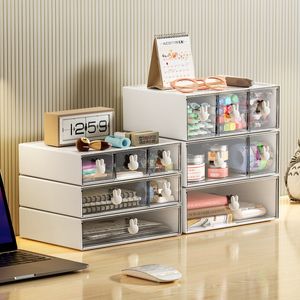 Andra skrivbordstillbehör Desktop Cosmetic Kawaii Stationery Storage Box Ins Plastic Drawer Storage Pen Cabinet Office Desk stapelbara lagringsarrangör 230905