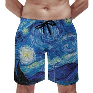 Herren-Shorts, abstraktes Galaxie-Brett, Sommer, Vincent Van Gogh, Sternennacht, lässige kurze Hose, bequeme Design-Badehose