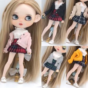 人形のアクセサリー服は人形のフィットの服Blyth Azone OB22 OB24アクセサリーファッションタートルネックシャツウールカーディガンスカート230907