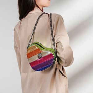 새로운 숄더백 대비 무지개 스플 라이스 크로스 바디 백 브랜드 디자이너 핸드백 패션 트렌드 여성 가방