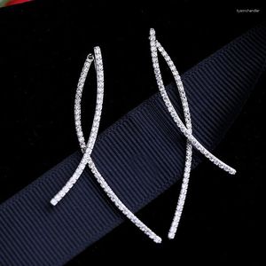 Stud Earrings HUAMI Simple Line Crossing S Sier Needle January Gifts Jewelry for Women High Quality Temperament Bijoux