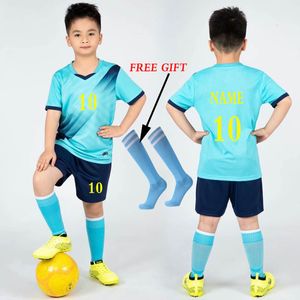 Jerseys Children Football Jerseys Boys Soccer Clothes Set Short Sleeve Kids Football Uniforms Kids Soccer Tracksuit Jersey Sock 230906