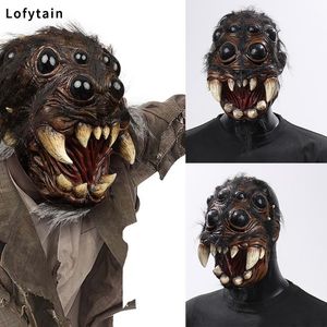 Party Masks Horror Creepy Spider Mask Cosplay Scary Animal Spiders Big Eyes Tooth Open Mouth Latex Helmet Halloween Party Costume Props 230906