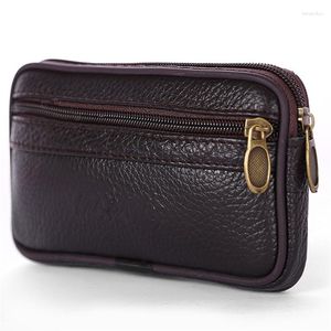 Midjespåsar läder Fanny Pack Men's Belt Bag Travel Cash Card Holder Wallet Phone Pouch Hip Bum Casual Purse