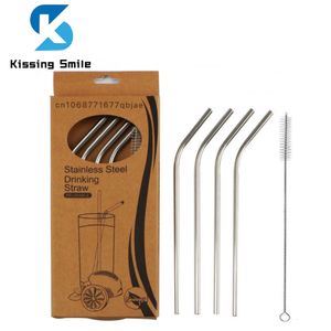 Other Kitchen Dining Bar Drinking Reusable Straw Stainless Steel 5pcs Gift Set Cocktail Smoothie Metal Straws Eco Friendly Wide 6mm Cleaning Brush 230906