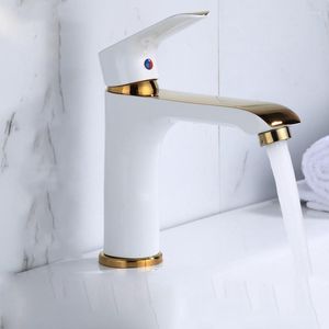 Bathroom Sink Faucets Brass White Black Gold Basin Faucet For Accessories Cold Mixer Water Tap Single Handle Hole Kitchen Toilet Set