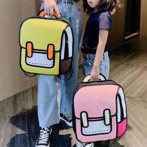Y2K Cute 2D Drawing Cartoon Bag Anime Backpack 3D Comic Student Schoolbag Kawaii Teenage Daypack Funny Kids Travel Bag Mochila hy