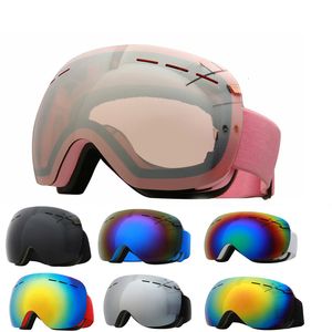 Skidglasögon Kacamata Wanita Pria Lensa Ganda Anti Kabut aksesoris masker snowboard rosa uv tahan angin salju Besar 230905