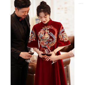 Roupas étnicas Estilo Chinês Plus Size Casamento Brinde Noivado Banquete Tradicional Cheongsams Vestido Grávido Maternidade Vestidos de Noite