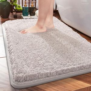 Bath Mats Household Bathroom Door Mat Solid Color Simple Absorbent Anti-slip Spot Cross-border Thickened Fiber Floor