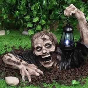 Imprezy maski na Halloween okropne zombie nosząca ozdoba Ornament Outdoor Ogród Ogród Led Latarn Light Personalizowane stylowe rzemiosło Dekor 230905