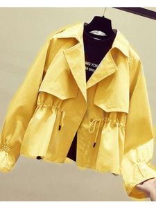 Korki damskie płaszcze wiosenne jesienne płaszcz krótkometrażowy moda luźna wiatraka zwykła strój uliczny dla kobiet