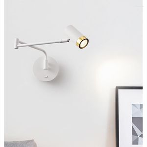 Vägglampa LED -lampor modern justerbar sväng lång arm berör sensor internt tvättmaskin hushållsbedett switch dekor sconce