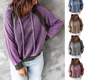 Women's Hoodies 2023 Autumn And Winter Hoodie Fashion Casual Stitching Top Hooded Long-Sleeved