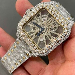TTTQ Handmade Setting Pass Diamond Tter VVS Moissanite Diamond Iced Out Luxury Mechanical Watch