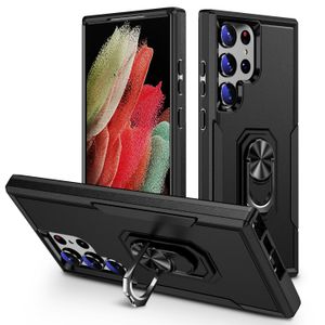 Samsung Galaxy S23 S21 S20 FE S23 S22 PLUS ULTRA S SERIESソフトTPUハードPC 2 in 1デザインヘビーデューティショックプルーフバックカバーリングホルダーキックスタンドの携帯電話のケース