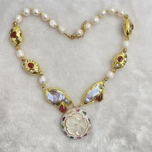 Pendant Necklaces 2023 Shell Flower Tourmaline Water Diamond Pearl Olive Partition Bead Necklace Jewelry