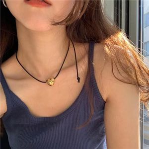 Girocollo Harajuku Love Collana da donna in lega semplice ciondolo a forma di cuore moda catena sottile regalo di gioielli coreani