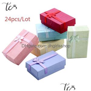 Mücevher kutuları kağıt biblo kutusu yüzük kolye organizatör küpe depolama küçük aksesuarlar konteyner 24 adet/lot damla teslimat paketleme di dhkxb